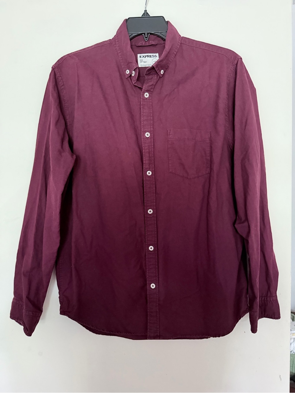 Express Men's Button-Down Shirt slim soft wash plump size Large